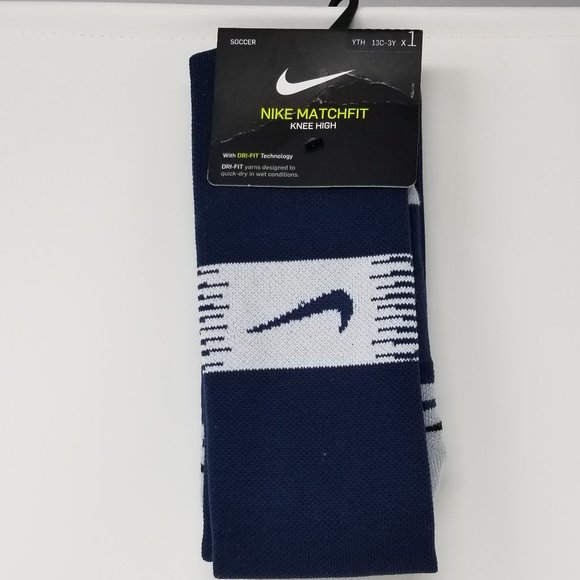 Nike Match Fit Knee High Over The Calf OTC Soccer Socks Navy Blue XS SX6836-414 - Picture 2 of 3
